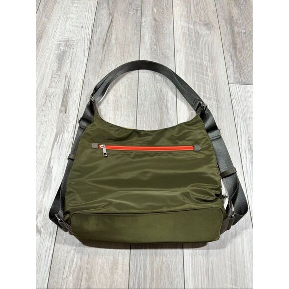 Sondra Roberts Squared Green and Orange Zipper Purse Shoulder Bag - Picture 3 of 11